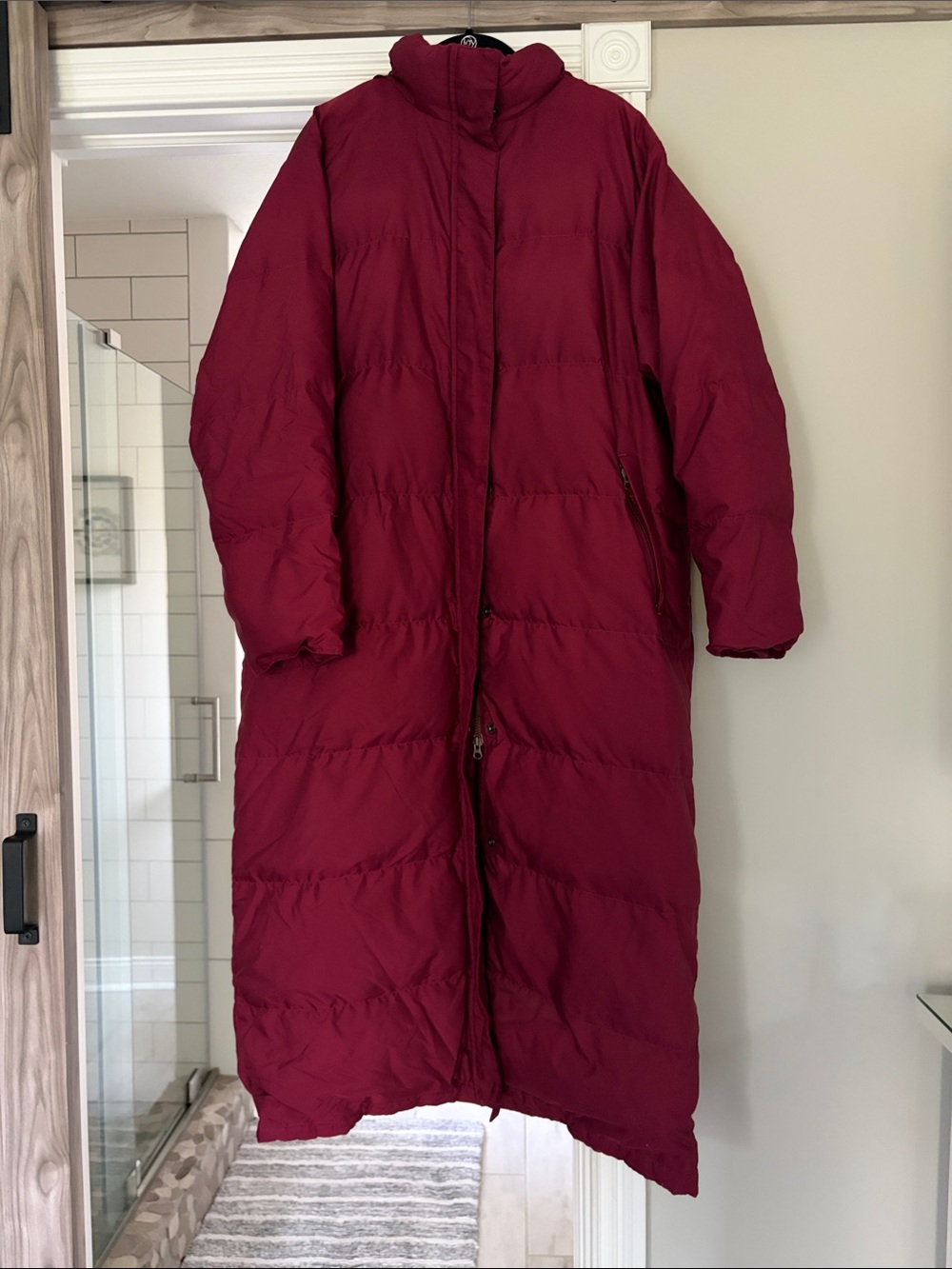 Vintage L.L. Bean Goose Down Burgundy Long Parka Winter Coat Women’s Large